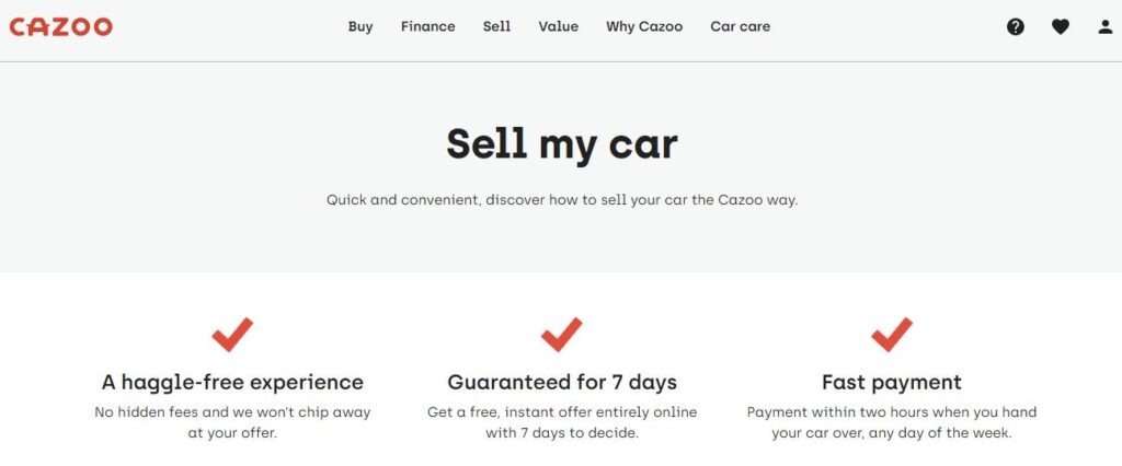 Sell my car fast: Cazoo's homepage (Image: Cazoo)